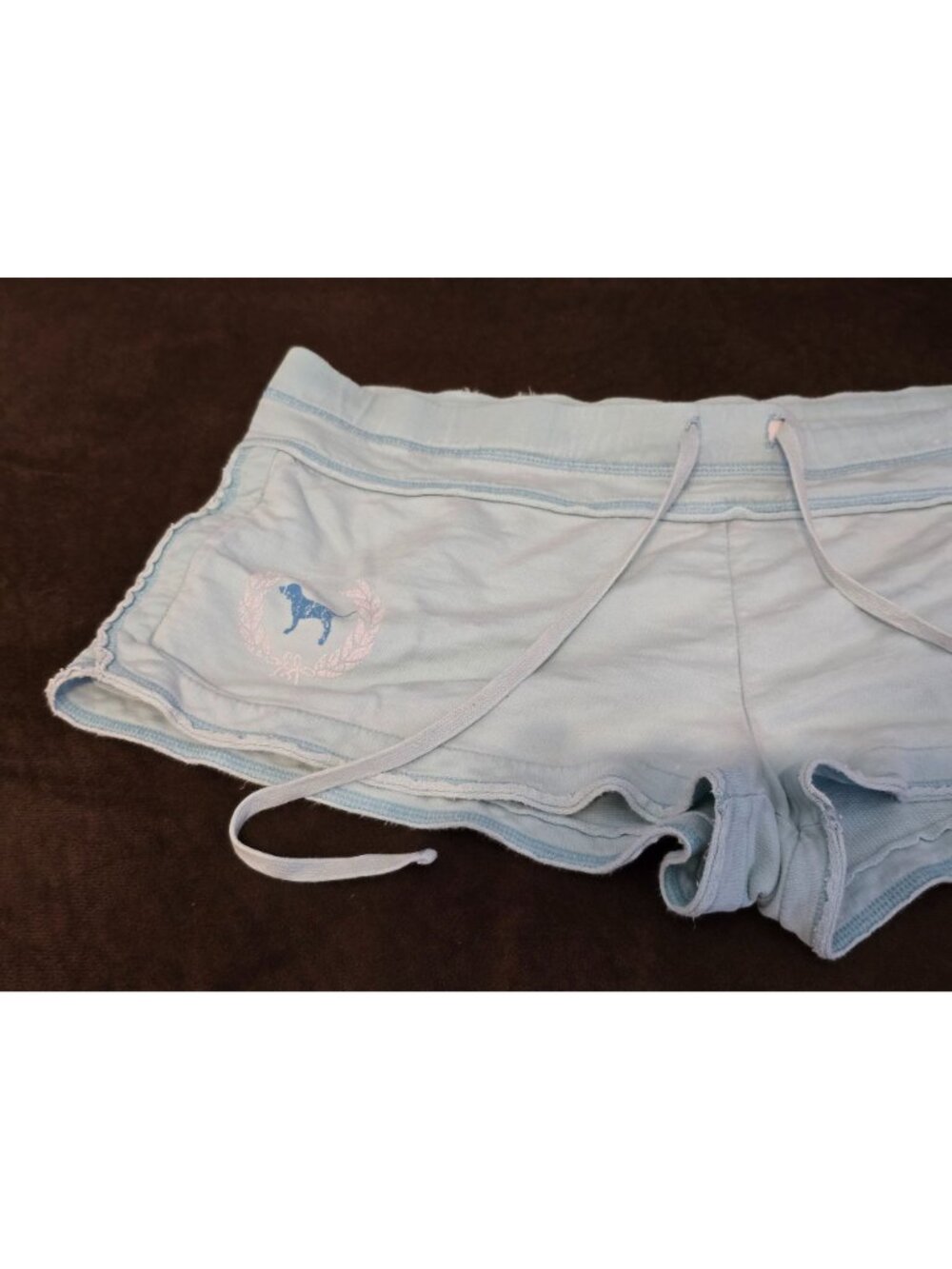 Vintage Victoria's Secret PINK Sweat Shorts Micro Booty 86 Y2K Light Blue Medium - Picture 3 of 8
